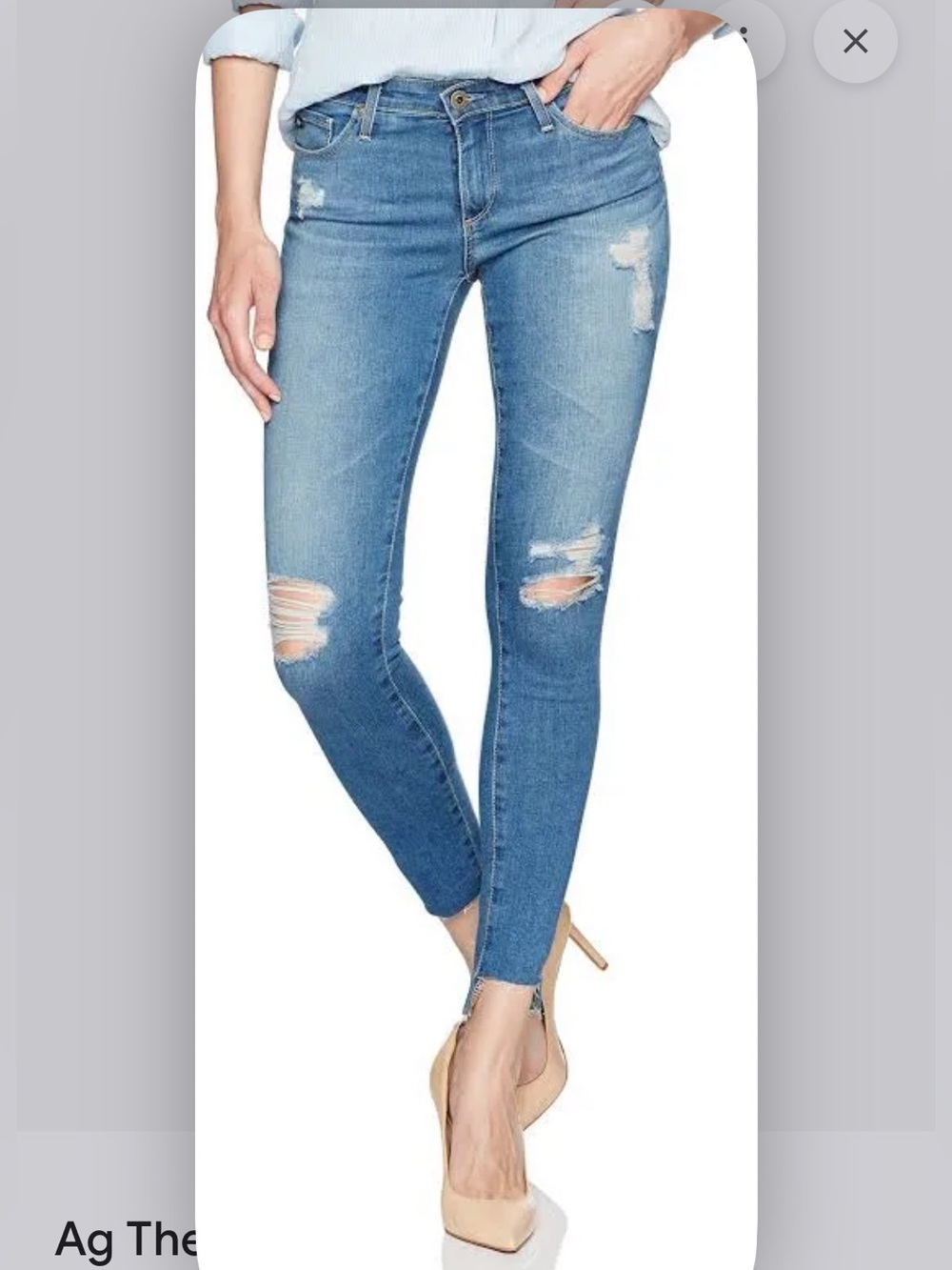 Ag Adriano Goldschmied Blue Distressed Skinny Jeans
